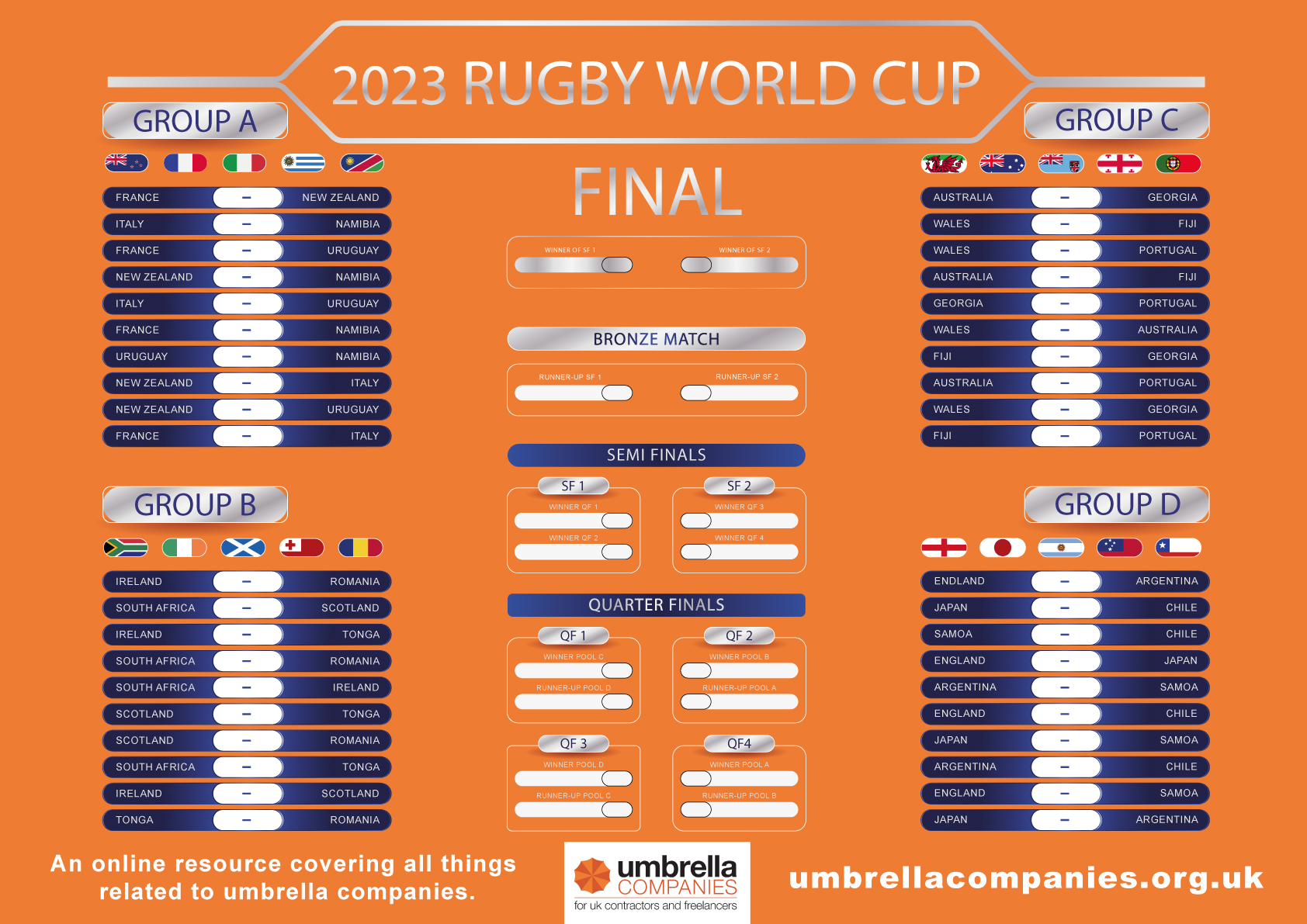 Free Rugby World Cup 2023 Wall Chart available to download now