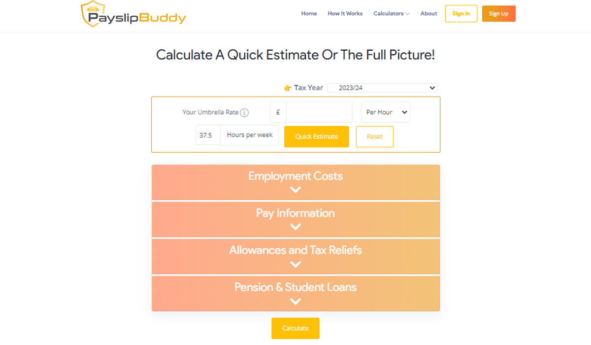 Try the free and comprehensive umbrella company calculator provided by Payslip Buddy - Image 2